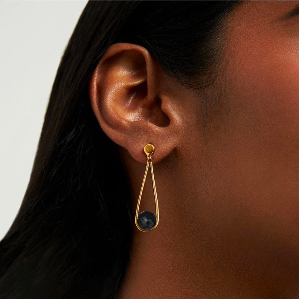 Dean‎ Davidson Mini Ipanema Black Onyx Gold Drop Earrings Quiet Luxury  $265